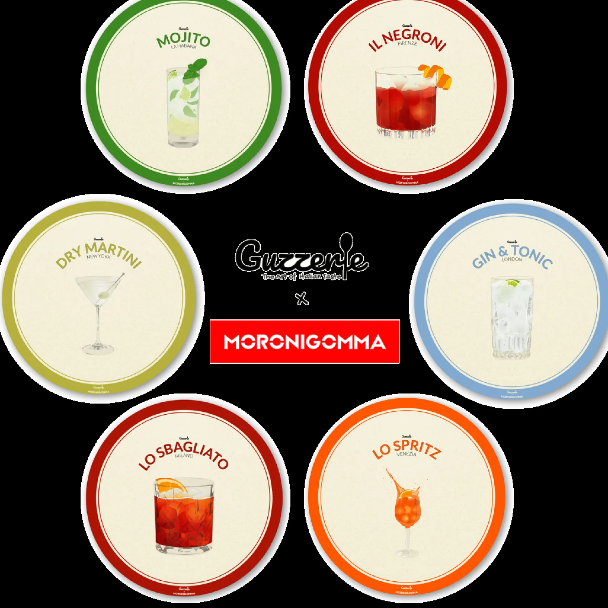 SET 6 SOTTOBICCHIERI COCKTAIL